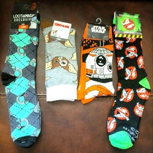 Loot Crate Crew Socks- Ghostbusters, Invader Zim, Gremlins, Star Wars